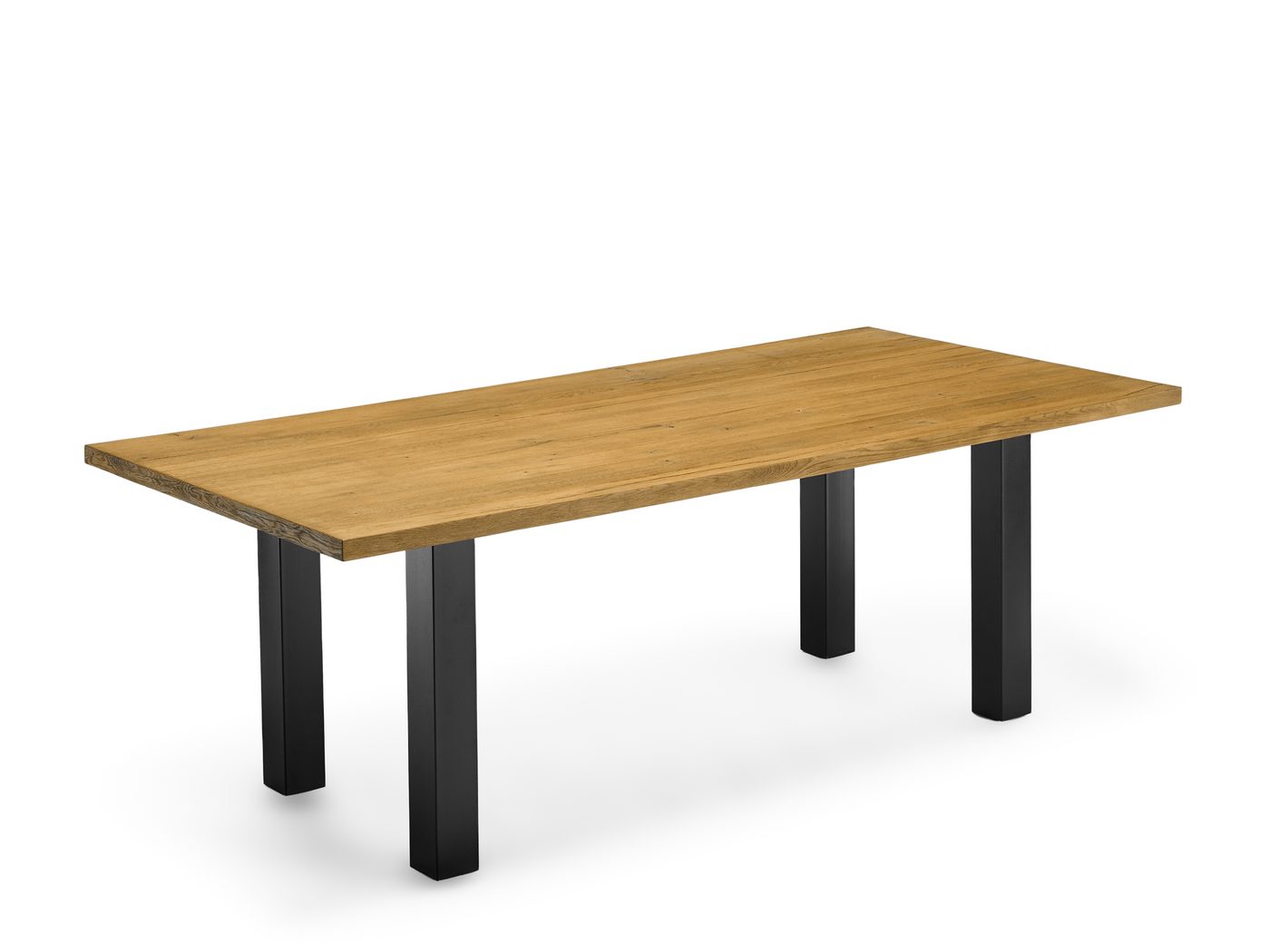 ANVILSOAK reclaimed barn oak dining table with metal U-base